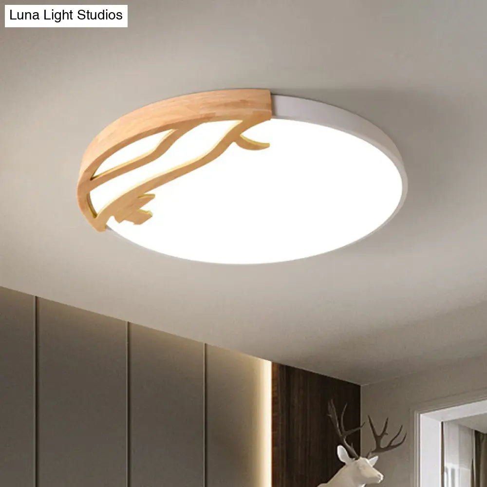 DecorBites™ DecorBites™ Modern LED Flush Mount Ceiling Light with Wood Frame and Acrylic Diffuser (White/Warm Light, 16"/19.5" Diameter)