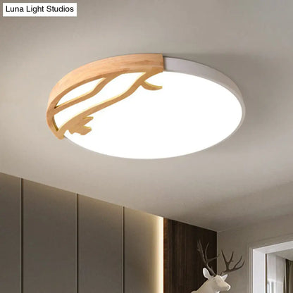 DecorBites™ DecorBites™ Modern LED Flush Mount Ceiling Light with Wood Frame and Acrylic Diffuser (White/Warm Light, 16"/19.5" Diameter)