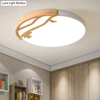 DecorBites™ DecorBites™ Modern LED Flush Mount Ceiling Light with Wood Frame and Acrylic Diffuser (White/Warm Light, 16"/19.5" Diameter)