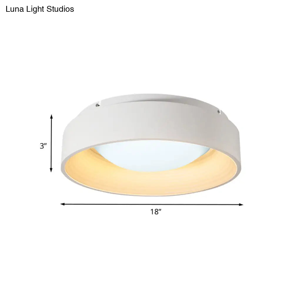 DecorBites™ DecorBites™ Modern LED Flush Mount Drum Ceiling Light for Bedroom, White Acrylic, 18"/23.5" Dia