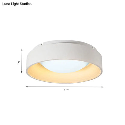 DecorBites™ DecorBites™ Modern LED Flush Mount Drum Ceiling Light for Bedroom, White Acrylic, 18"/23.5" Dia