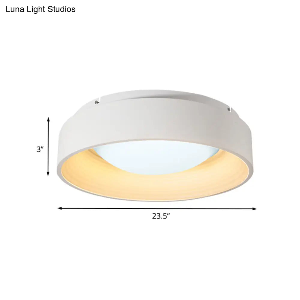 DecorBites™ DecorBites™ Modern LED Flush Mount Drum Ceiling Light for Bedroom, White Acrylic, 18"/23.5" Dia