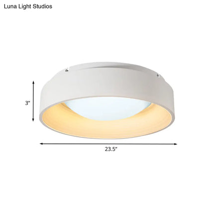 DecorBites™ DecorBites™ Modern LED Flush Mount Drum Ceiling Light for Bedroom, White Acrylic, 18"/23.5" Dia