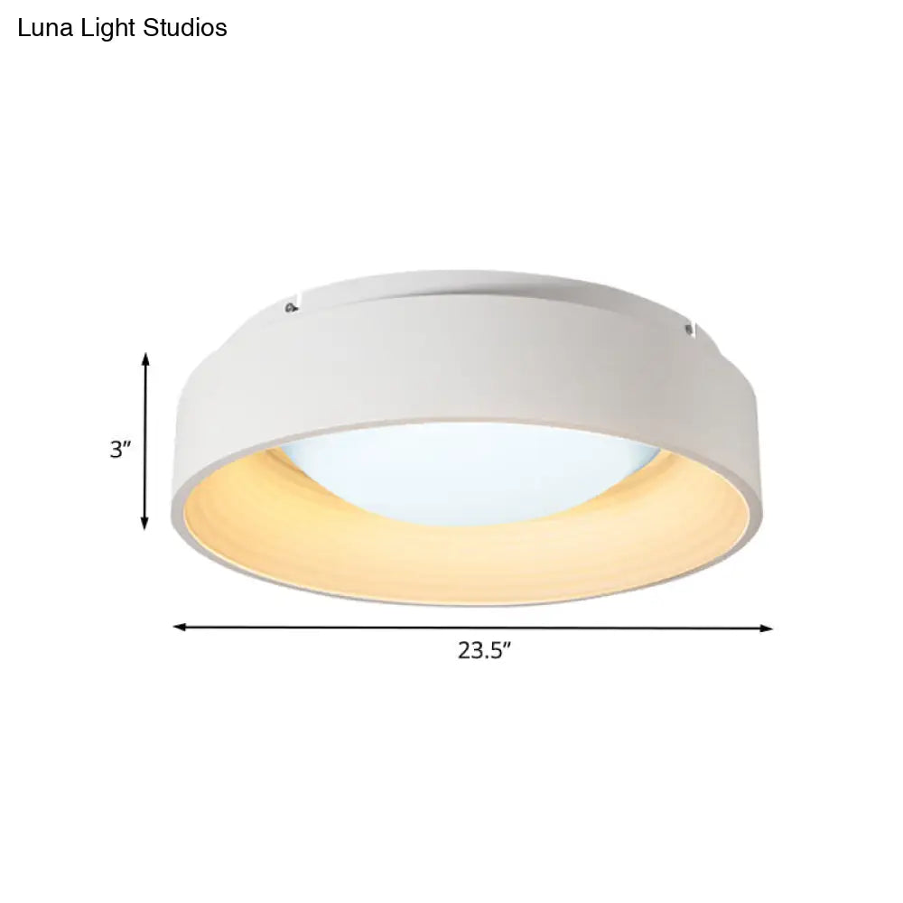DecorBites™ DecorBites™ Modern LED Flush Mount Drum Ceiling Light for Bedroom, White Acrylic, 18"/23.5" Dia