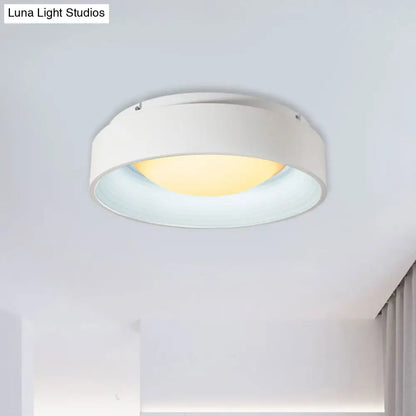 DecorBites™ DecorBites™ Modern LED Flush Mount Drum Ceiling Light for Bedroom, White Acrylic, 18"/23.5" Dia