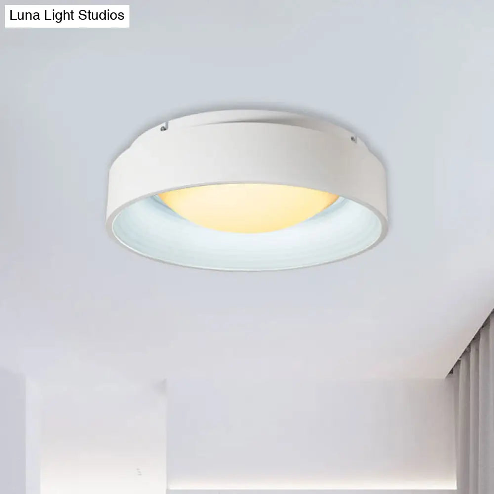DecorBites™ DecorBites™ Modern LED Flush Mount Drum Ceiling Light for Bedroom, White Acrylic, 18"/23.5" Dia