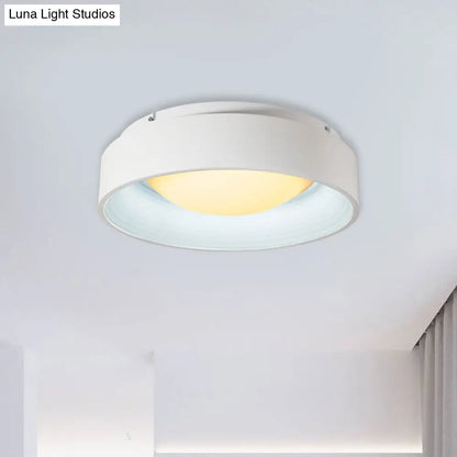 DecorBites™ DecorBites™ Modern LED Flush Mount Drum Ceiling Light for Bedroom, White Acrylic, 18"/23.5" Dia