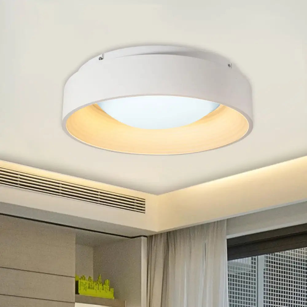 DecorBites™ DecorBites™ Modern LED Flush Mount Drum Ceiling Light for Bedroom, White Acrylic, 18"/23.5" Dia