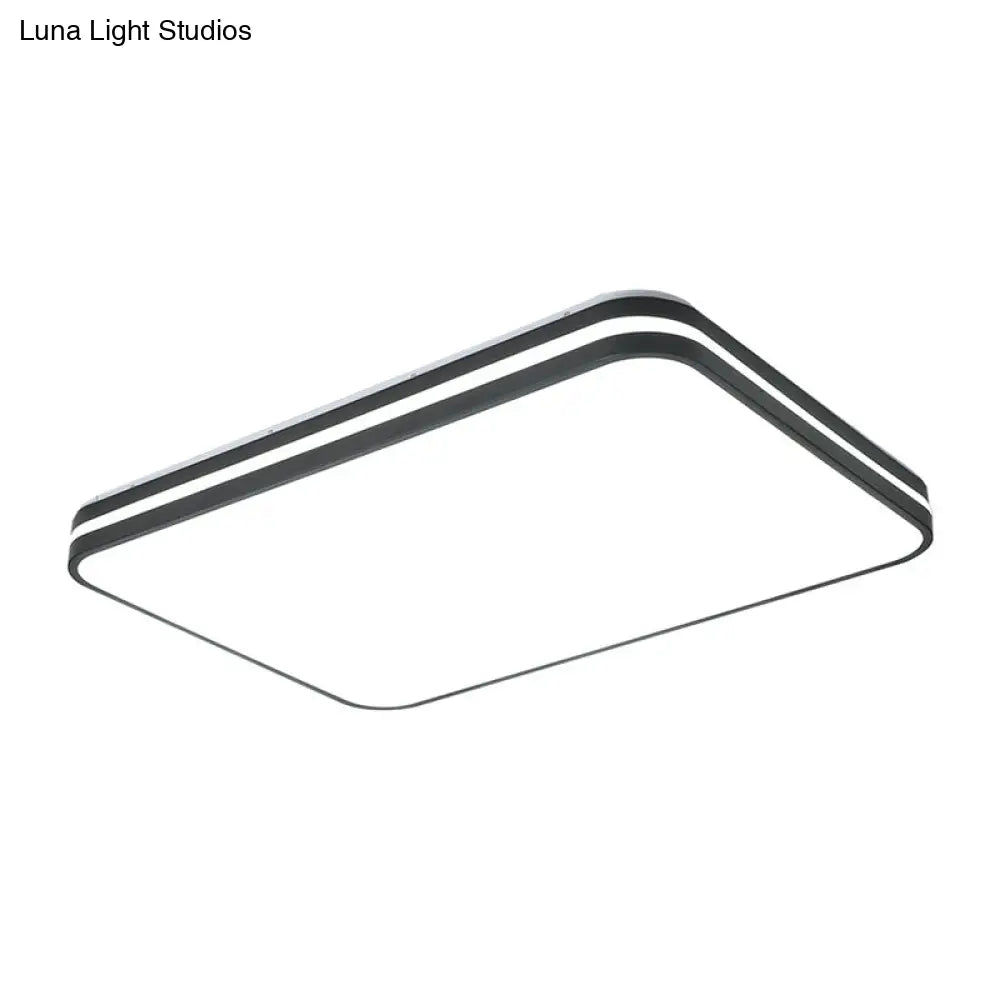 DecorBites™ DecorBites™ Modern LED Flush Mount Lamp – Black Square/Rectangle Acrylic Fixture in White Light, 16"/19.5"/25.5" Wide