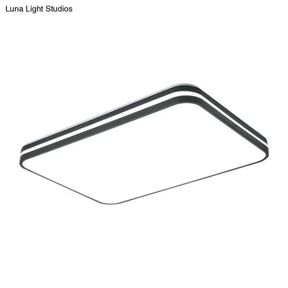 DecorBites™ DecorBites™ Modern LED Flush Mount Lamp – Black Square/Rectangle Acrylic Fixture in White Light, 16"/19.5"/25.5" Wide