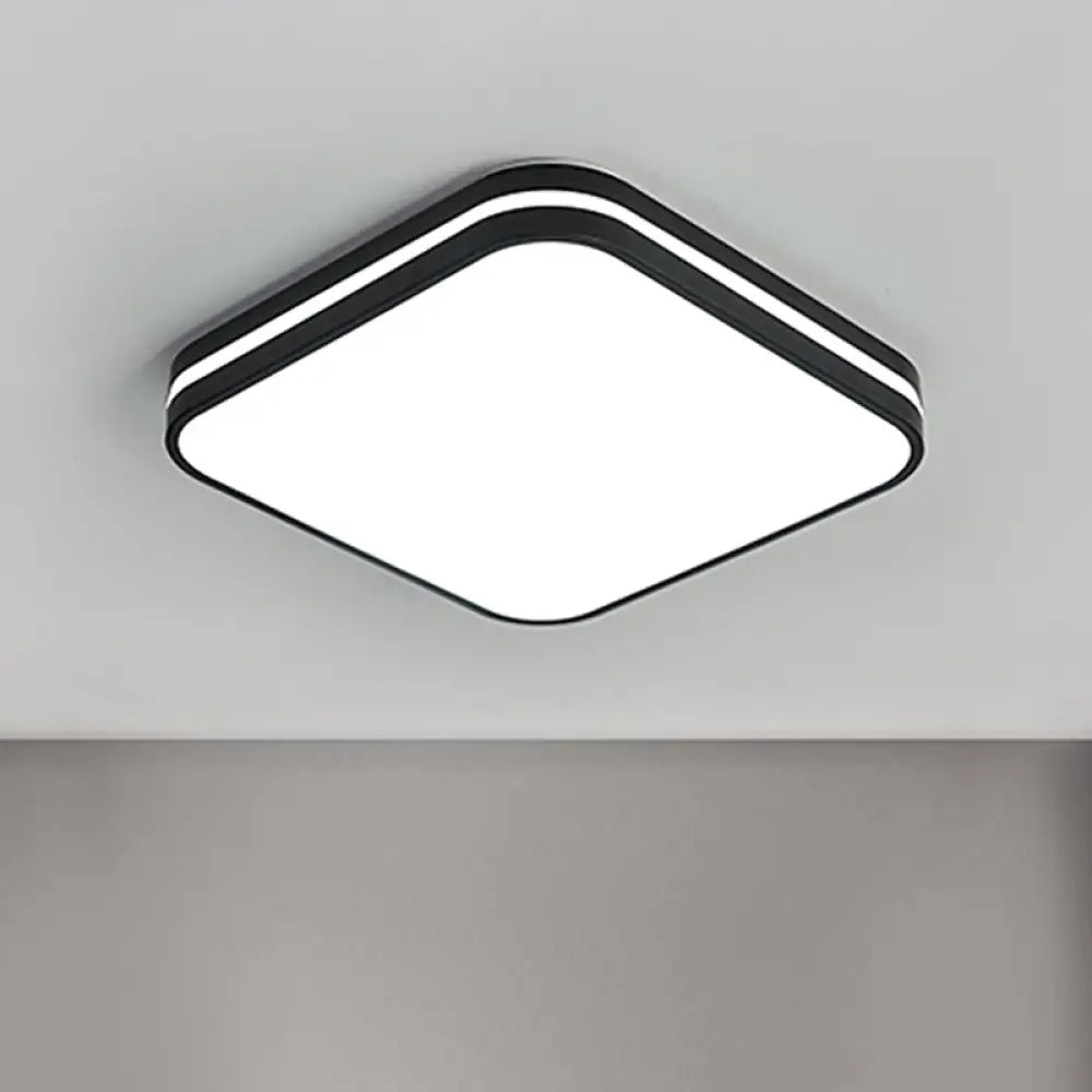 DecorBites™ DecorBites™ Modern LED Flush Mount Lamp – Black Square/Rectangle Acrylic Fixture in White Light, 16"/19.5"/25.5" Wide