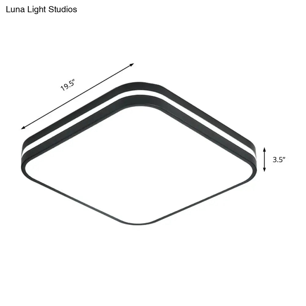 DecorBites™ DecorBites™ Modern LED Flush Mount Lamp – Black Square/Rectangle Acrylic Fixture in White Light, 16"/19.5"/25.5" Wide