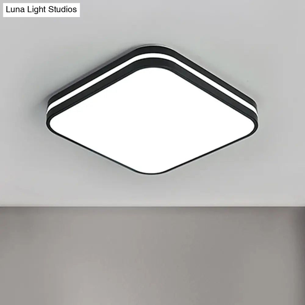 DecorBites™ DecorBites™ Modern LED Flush Mount Lamp – Black Square/Rectangle Acrylic Fixture in White Light, 16"/19.5"/25.5" Wide