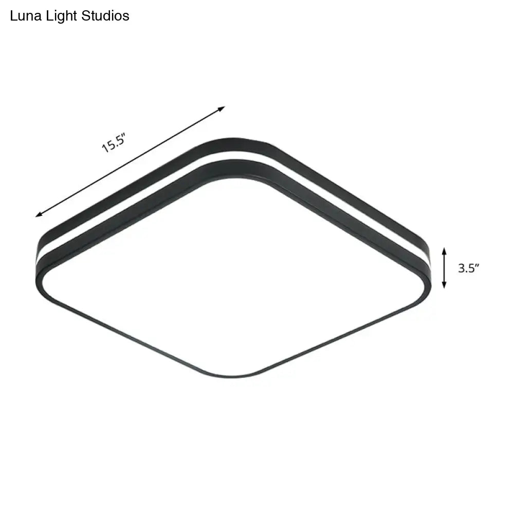 DecorBites™ DecorBites™ Modern LED Flush Mount Lamp – Black Square/Rectangle Acrylic Fixture in White Light, 16"/19.5"/25.5" Wide