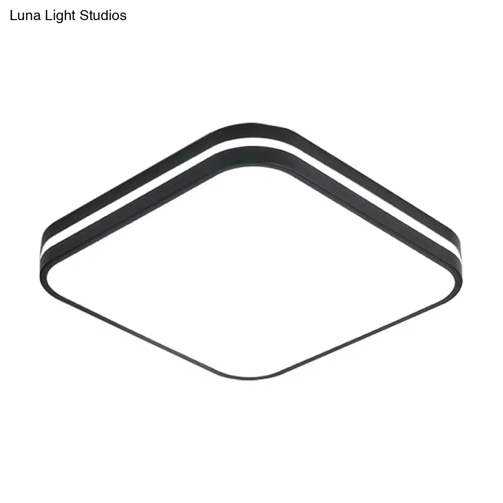 DecorBites™ DecorBites™ Modern LED Flush Mount Lamp – Black Square/Rectangle Acrylic Fixture in White Light, 16"/19.5"/25.5" Wide