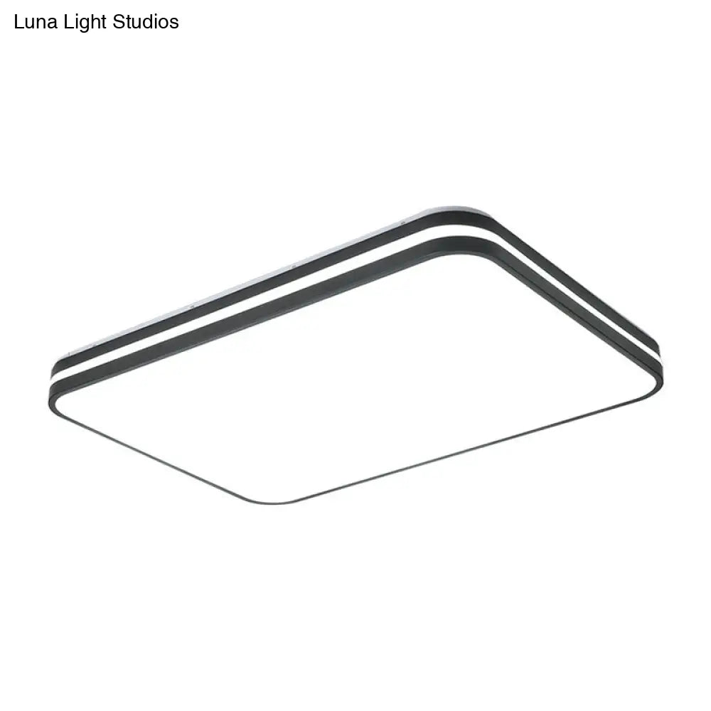 DecorBites™ DecorBites™ Modern LED Flush Mount Lamp – Black Square/Rectangle Acrylic Fixture in White Light, 16"/19.5"/25.5" Wide