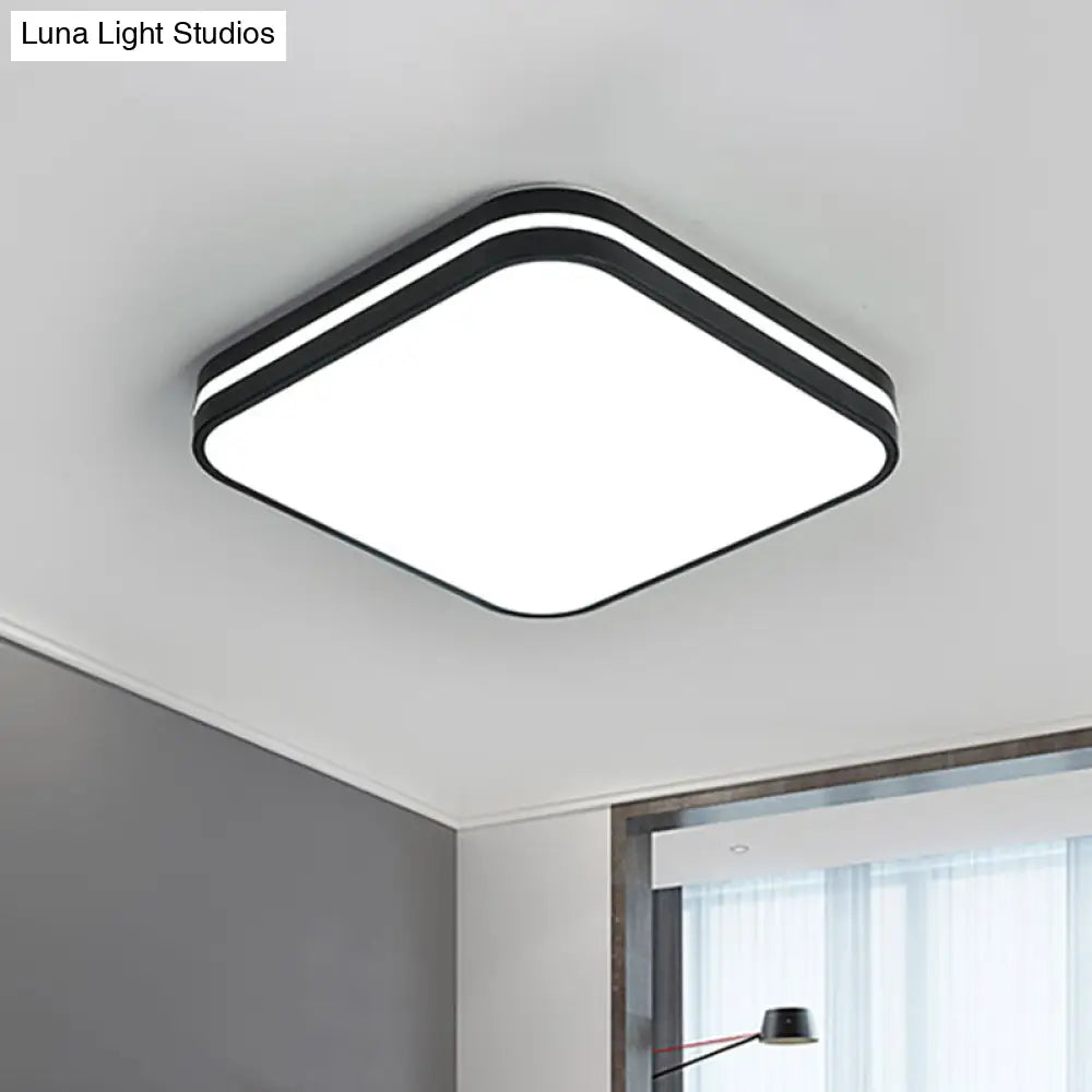 DecorBites™ DecorBites™ Modern LED Flush Mount Lamp – Black Square/Rectangle Acrylic Fixture in White Light, 16"/19.5"/25.5" Wide