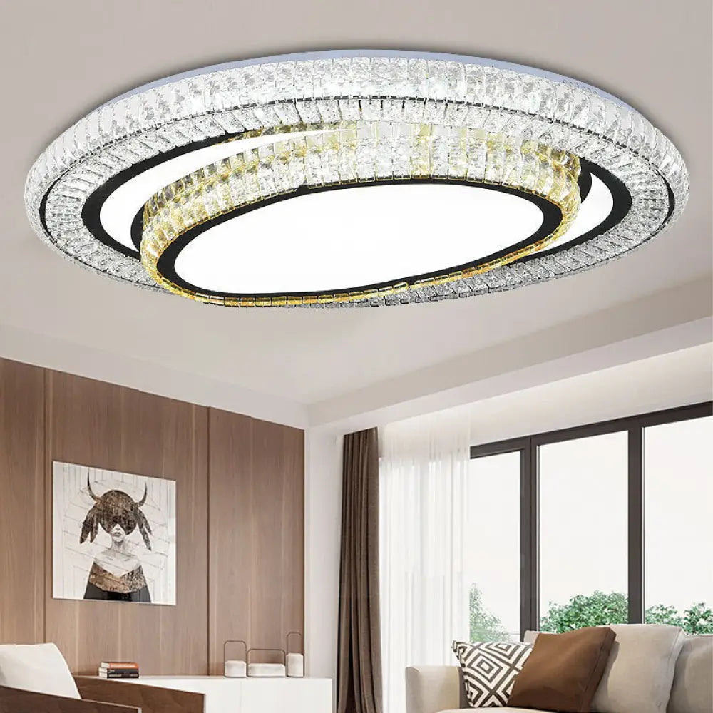 DecorBites™ DecorBites™ Modern LED Flushmount Crystal Ceiling Light with Black Finish