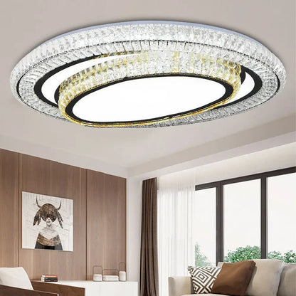 DecorBites™ DecorBites™ Modern LED Flushmount Crystal Ceiling Light with Black Finish