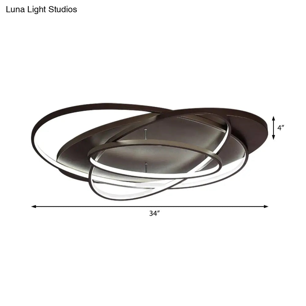 DecorBites™ DecorBites™ Modern LED Flushmount Light: Stylish Acrylic Ceiling Lamp for Office/Coffee Shop with Oval Shape - Brown