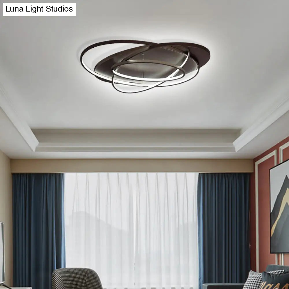DecorBites™ DecorBites™ Modern LED Flushmount Light: Stylish Acrylic Ceiling Lamp for Office/Coffee Shop with Oval Shape - Brown