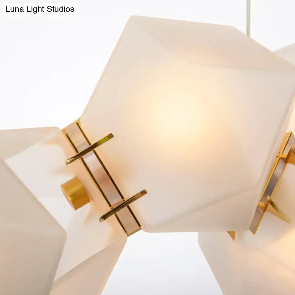 Decorbites modern led geometric ceiling light with white frosted glass and gold accents for dining room island lighting