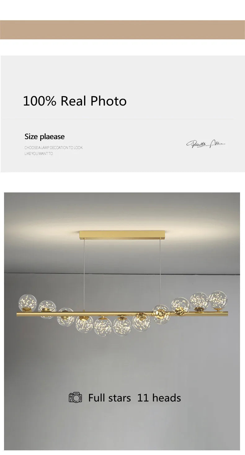 Modern LED Glass Chandelier for Dining Room - Chandelier