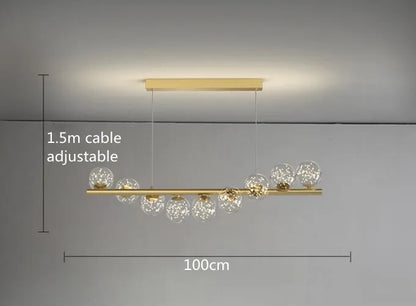 Modern LED Glass Chandelier for Dining Room - 9 head led strip - Chandelier
