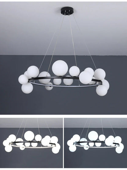Modern LED Glass Chandelier with Adjustable Cord - Chandelier