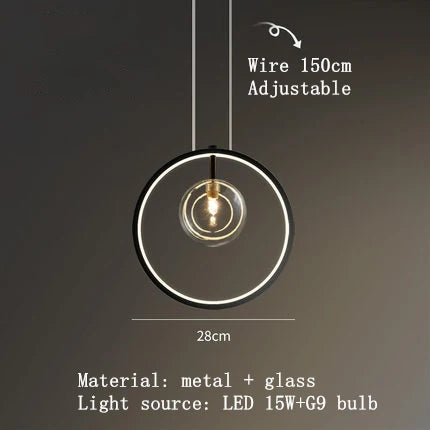 Modern LED Glass Chandelier with Adjustable Cord - 2 Lights / Warm White - Chandelier