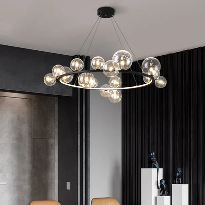 Modern LED Glass Chandelier with Adjustable Cord - Chandelier
