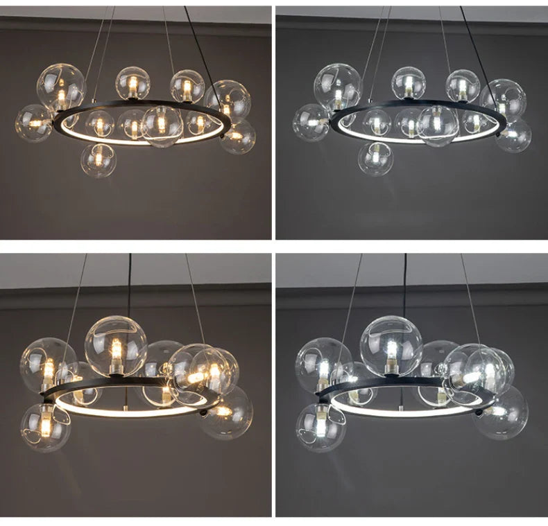 Modern LED Glass Chandelier with Adjustable Cord - Chandelier