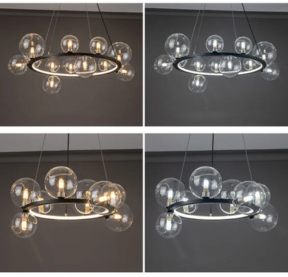 Modern LED Glass Chandelier with Adjustable Cord - Chandelier