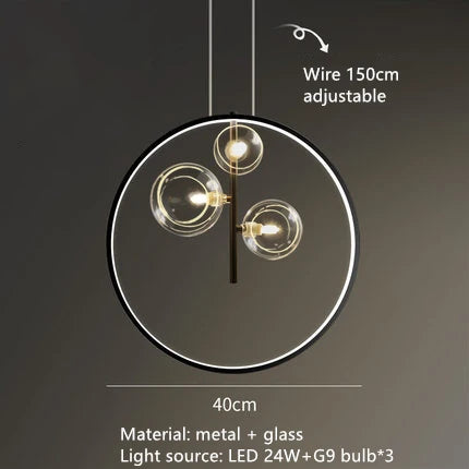 Modern LED Glass Chandelier with Adjustable Cord - 4 Lights / Warm White - Chandelier