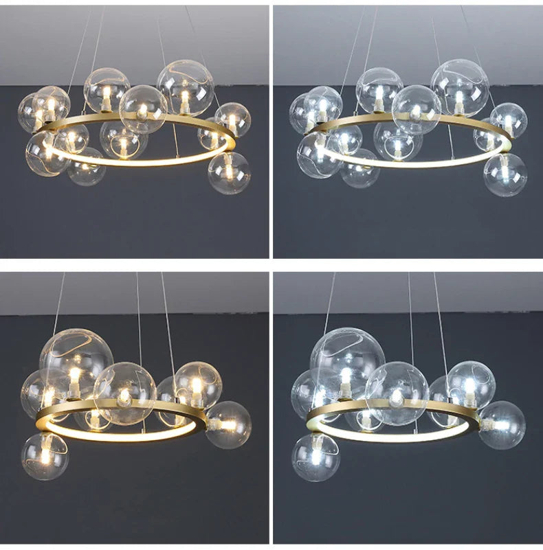Modern LED Glass Chandelier with Adjustable Cord - Chandelier