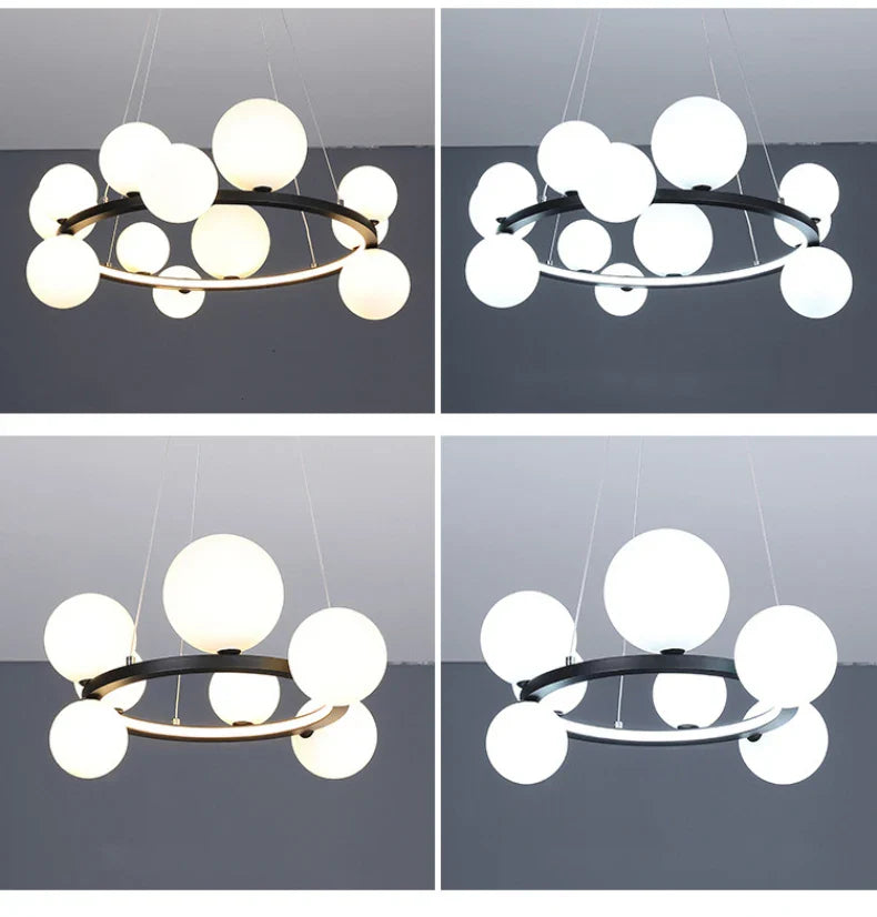 Modern LED Glass Chandelier with Adjustable Cord - Chandelier