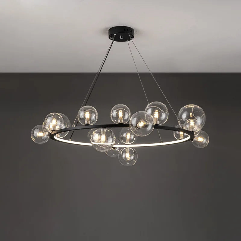 Modern LED Glass Chandelier with Adjustable Cord - Chandelier