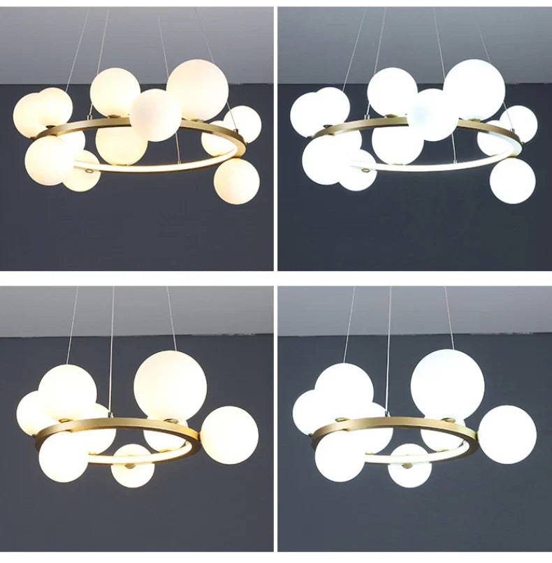 Modern LED Glass Chandelier with Adjustable Cord - Chandelier