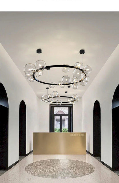 Modern LED Glass Chandelier with Adjustable Cord - Chandelier