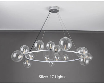 Modern LED Glass Chandelier with Adjustable Cord - Chandelier