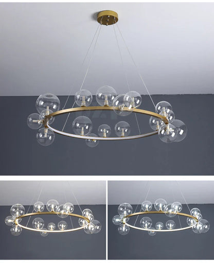 Modern LED Glass Chandelier with Adjustable Cord - Chandelier