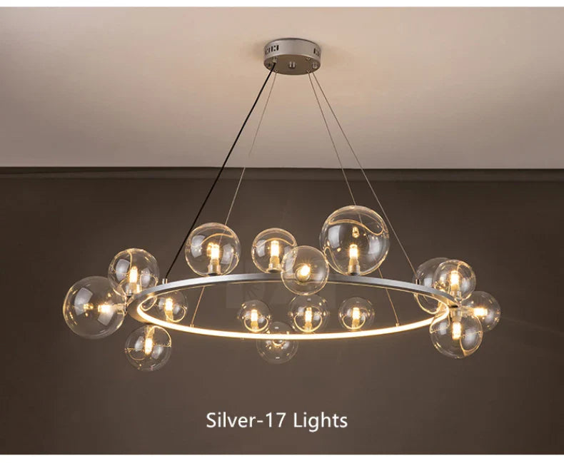 Modern LED Glass Chandelier with Adjustable Cord - Chandelier