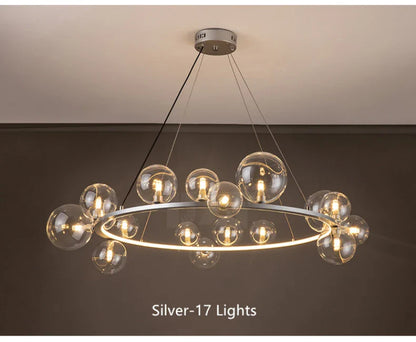 Modern LED Glass Chandelier with Adjustable Cord - Chandelier