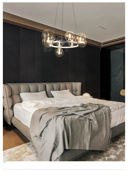 Modern LED Glass Chandelier with Adjustable Cord - Chandelier