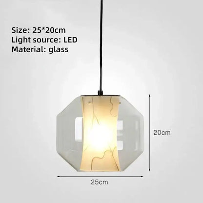 Modern led glass marble pendant light with a warm amber geometric glass design for stylish dining room lighting decorbites modern led