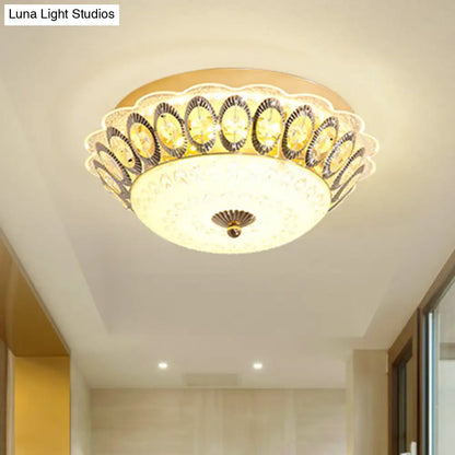 DecorBites™ DecorBites™ Modern LED Gold Flush Mount Fixture with Clear Crystal Flowers for Living Room