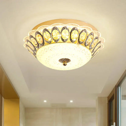 DecorBites™ DecorBites™ Modern LED Gold Flush Mount Fixture with Clear Crystal Flowers for Living Room