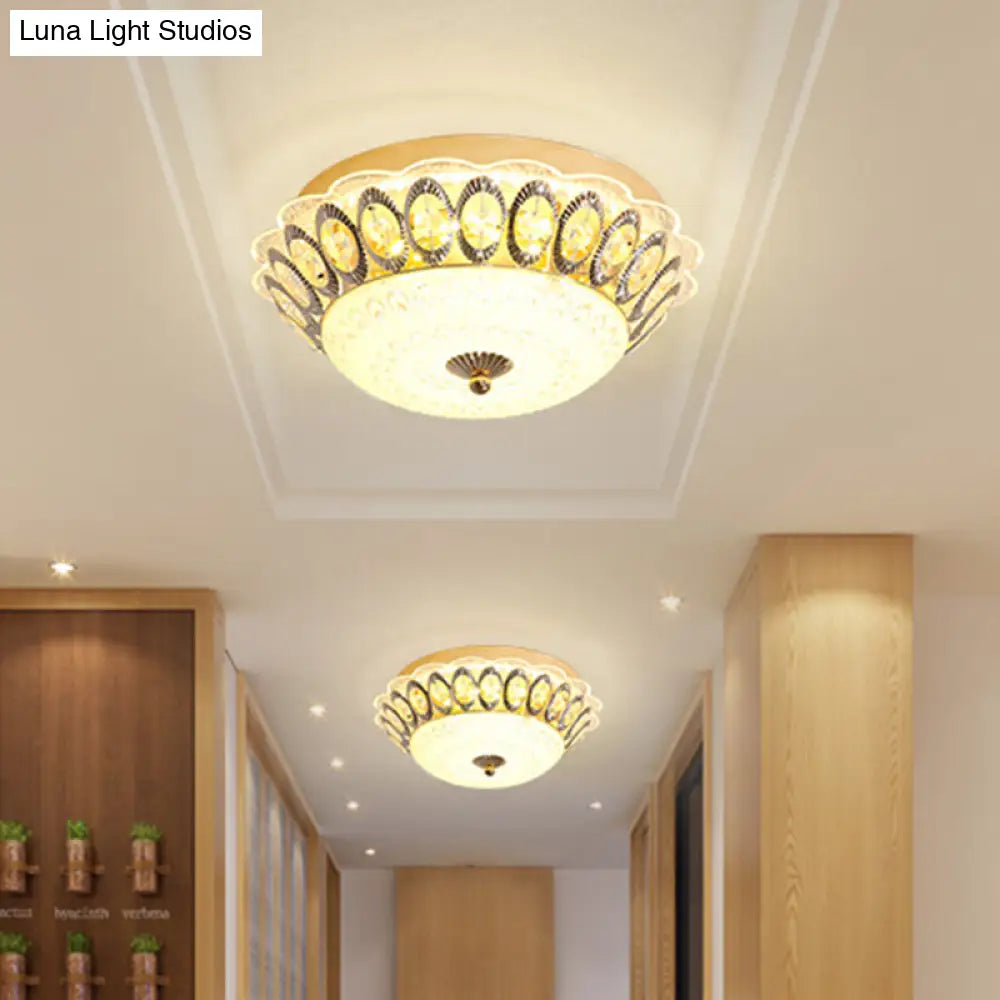 DecorBites™ DecorBites™ Modern LED Gold Flush Mount Fixture with Clear Crystal Flowers for Living Room