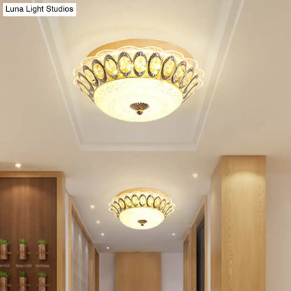 DecorBites™ DecorBites™ Modern LED Gold Flush Mount Fixture with Clear Crystal Flowers for Living Room