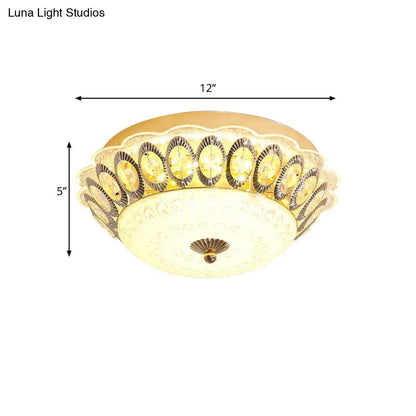 DecorBites™ DecorBites™ Modern LED Gold Flush Mount Fixture with Clear Crystal Flowers for Living Room